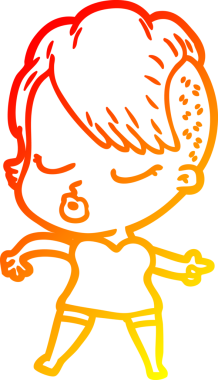 Bir insan tarafından çizilmiş güzel hippi bir çizgi film çizimi.