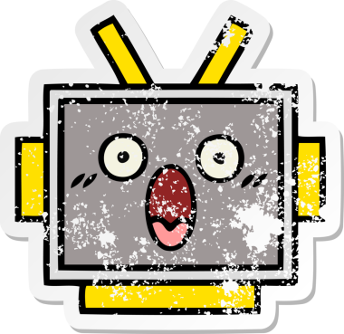 Bir insan tarafından çizilmiş sevimli robot kafasının sıkıntılı çıkartması.