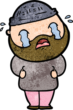 Çizgi film sakallı adam bir insan tarafından çizilmiş ağlıyor.