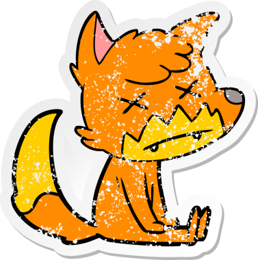 Bir insan tarafından çizilmiş ölü tilki çizgi filminin sıkıntılı çıkartması.