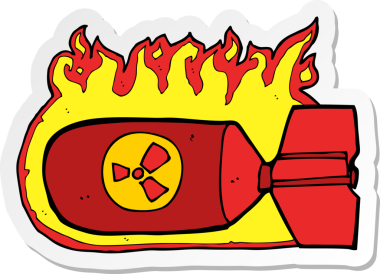 Bir insan tarafından çizilmiş bir nükleer bombanın çıkartması.