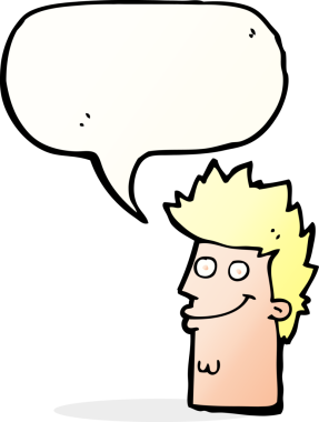 bir insan tarafından çizilmiş bir konuşma baloncuğuyla mutlu adam yüzü