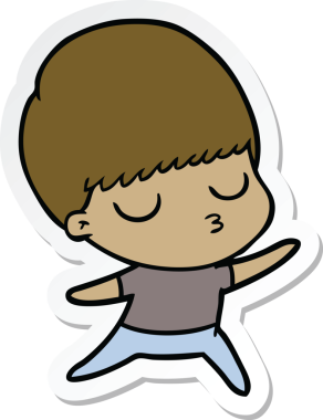 Bir insan tarafından çizilmiş sakin bir çocuğun çıkartması.