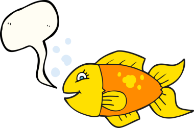 Bir insan tarafından çizilmiş serbest konuşma balonu karikatürü balığı.