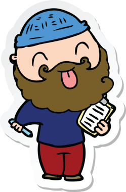 Bir insan tarafından çizilmiş sakallı bir adamın çıkartması.