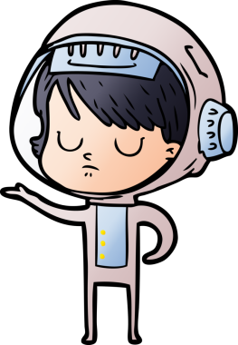 Bir insan tarafından çizilmiş astronot kadın.