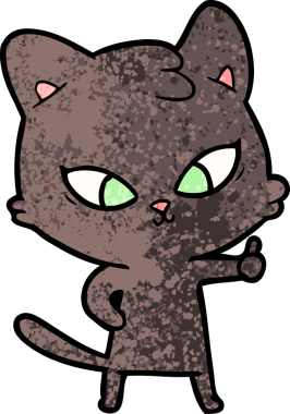 Bir insan tarafından çizilmiş sevimli çizgi film kedisi.