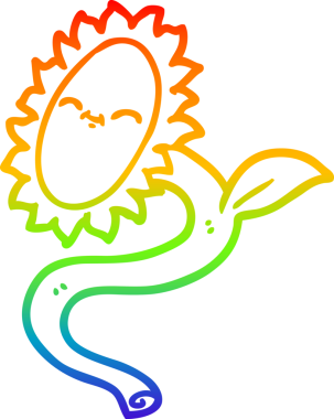 gökkuşağı gradyan çizgi çizimi bir insan tarafından çizilmiş ayçiçeği karikatürü