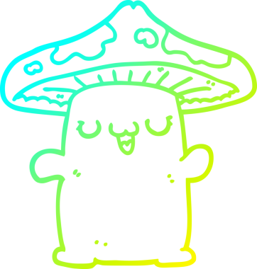 Bir insan tarafından çizilen mantar mantarının soğuk gradyan çizgisi.