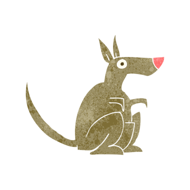 Bir insan tarafından çizilmiş serbest çizgi film kangurusu.