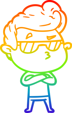 Gökkuşağı gradyan çizimi. Bir insan tarafından çizilmiş havalı bir adamın çizimi.