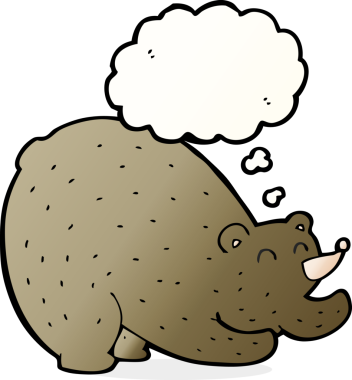 Bir insan tarafından çizilmiş düşünce balonlu çizgi film gerici ayı.