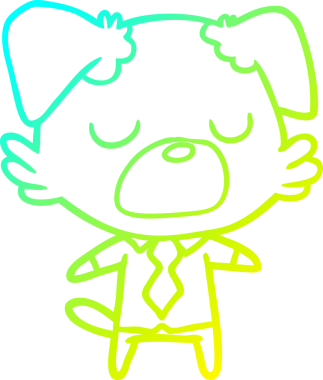 Bir insan tarafından çizilmiş bir çizgi film köpek müdürünün soğuk gradyan çizimi