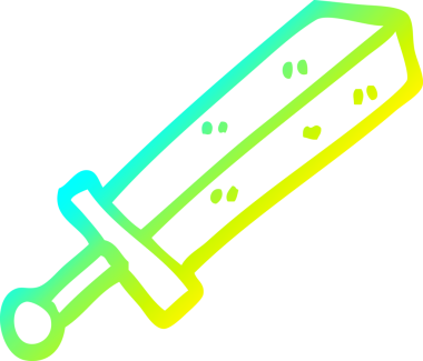 Bir insan tarafından çizilmiş bir kılıcın soğuk eğimli çizgisi.