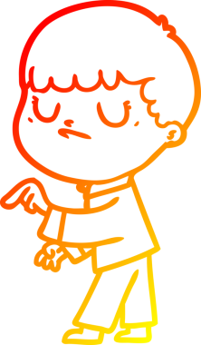 Bir insan tarafından çizilen huysuz bir çocuğun sıcak çizgi çizimi.