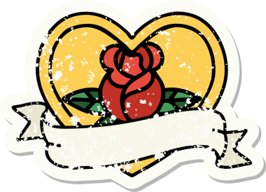 Bir insan tarafından çizilmiş, geleneksel bir kalp dövmesi, gül ve bayrak şeklinde.