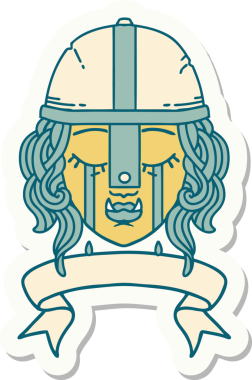 Bir insan tarafından çizilmiş ağlayan bir Ork savaşçı karakterinin çıkartması.