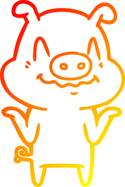 Bir insan tarafından çizilmiş gergin bir domuz çizgi çizimi.