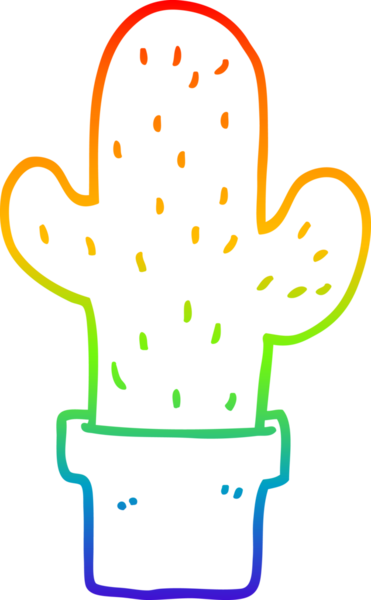 Bir insan tarafından çizilmiş bir kaktüsün gökkuşağı gradyanı çizimi