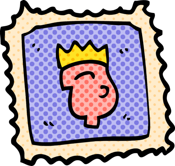 Bir insan tarafından çizilmiş kraliyet yüzlü karalama damgası.