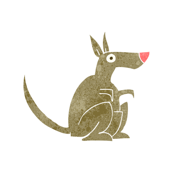 Bir insan tarafından çizilmiş serbest çizgi film kangurusu.