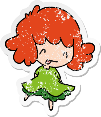 Bir insan tarafından çizilmiş sevimli bir kawai kızının sıkıntılı karikatür çizimi