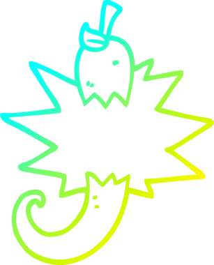 Bir insanın çizdiği kırmızı acı biber çizgi filminin soğuk gradyan çizimi