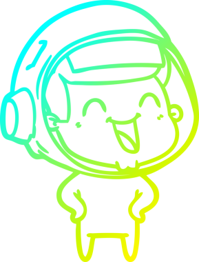 Bir insan tarafından çizilmiş mutlu bir astronotun soğuk gradyan çizimi.