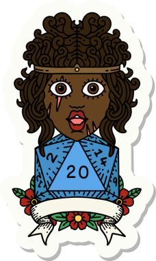 Bir insan tarafından çizilmiş 20 zarlı bir insan barbarının çıkartması.