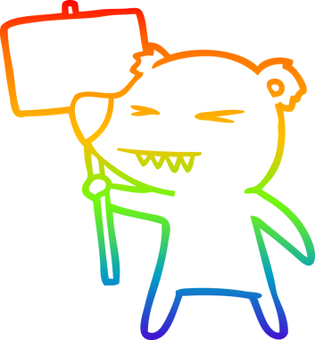 Bir insan tarafından çizilen kızgın ayı karikatürünü gökkuşağı gradyanı çizimi