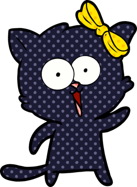 Bir insan tarafından çizilmiş çizgi film kedisi.