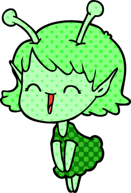 Bir insan tarafından çizilmiş uzaylı kız.