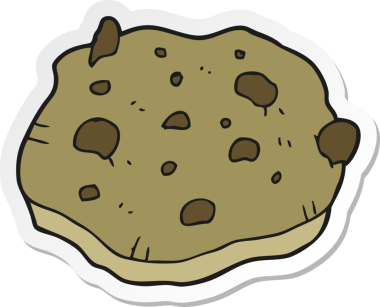 Bir insan tarafından çizilmiş çikolatalı kurabiyenin çıkartması.