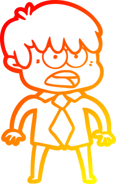 Bir insan tarafından çizilmiş endişeli bir çizgi film çocuğu çizimi.