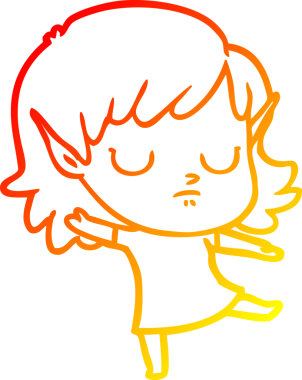 Bir insan tarafından çizilmiş çizgi film karakteri bir elf kızı çizimi