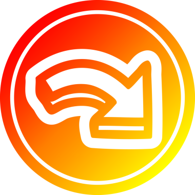 Bir insan tarafından çizilmiş sıcak eğimli ok dairesel simgesi