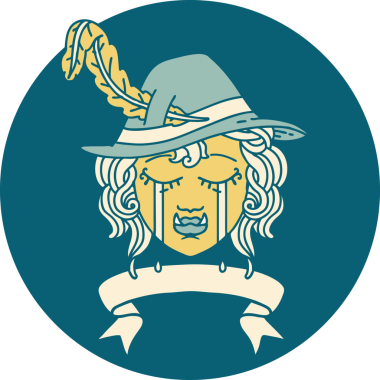 Ağlayan Ork Ozan karakteri simgesi Bir insan tarafından çizilmiş pankartıyla