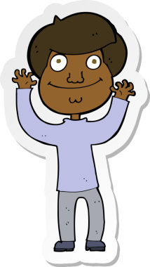 Bir insan tarafından çizilmiş mutlu bir çocuğun çıkartması.