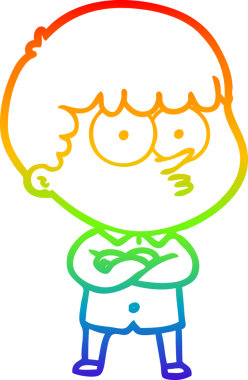 Gökkuşağı gradyanı çizimi Bir insan tarafından çizilmiş meraklı bir çocuk