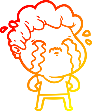 Bir insan tarafından çizilmiş ağlayan bir çizgi film karakteri çizimi.