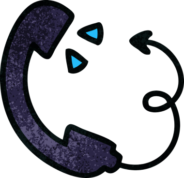 Bir insan tarafından çizilmiş bir telefon ahizesinin retro grunge desen karikatürü