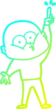 Bir insan tarafından çizilmiş, kel bir adamın soğuk çizgi çizimi.