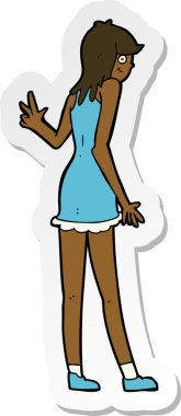 Bir insan tarafından çizilmiş bir karikatür kadının çıkartması.