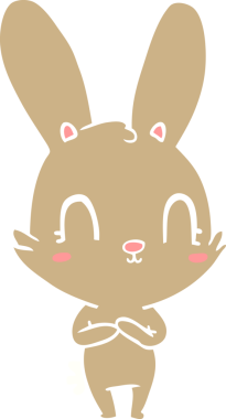 Bir insan tarafından çizilmiş düz renk çizgi film tavşanı.