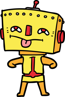 Bir insan tarafından çizilmiş çizgi film robotu