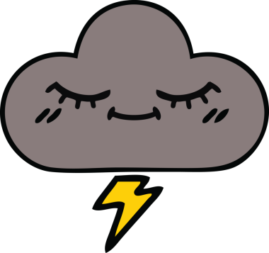 Bir insan tarafından çizilmiş fırtına bulutunun sevimli karikatürü.