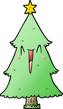 Bir insan tarafından çizilmiş karikatür noel ağacı