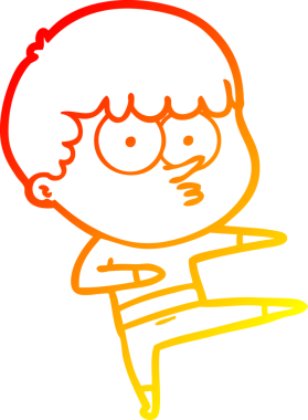 Bir insan tarafından çizilmiş, çizgi film meraklısı bir çocuğun sıcak çizgi çizimi.