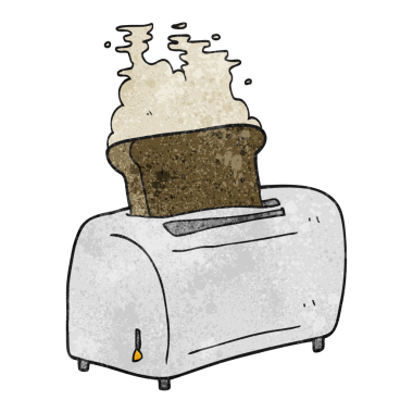 Bir insan tarafından çizilmiş el yapımı çizgi film tost makinesi.