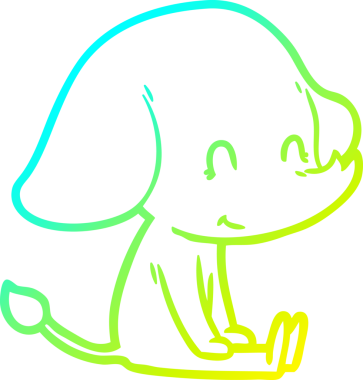 Bir insan tarafından çizilmiş şirin bir filin soğuk gradyan çizgisi